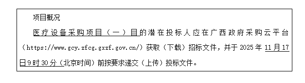 云之龙咨询集团有限公司医疗设备采购项目（一）（GXZC2025-G1-002987-YZLZ）招标公告